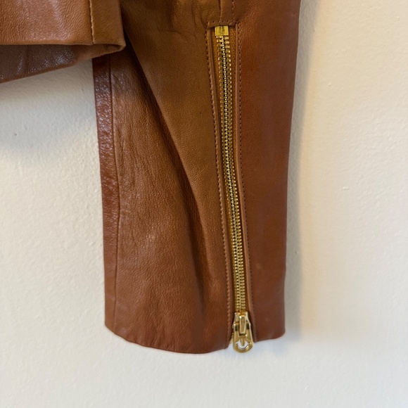 True Religion 100% Leather Moto Jacket in Cognac | Size Medium - Picture 9 of 13